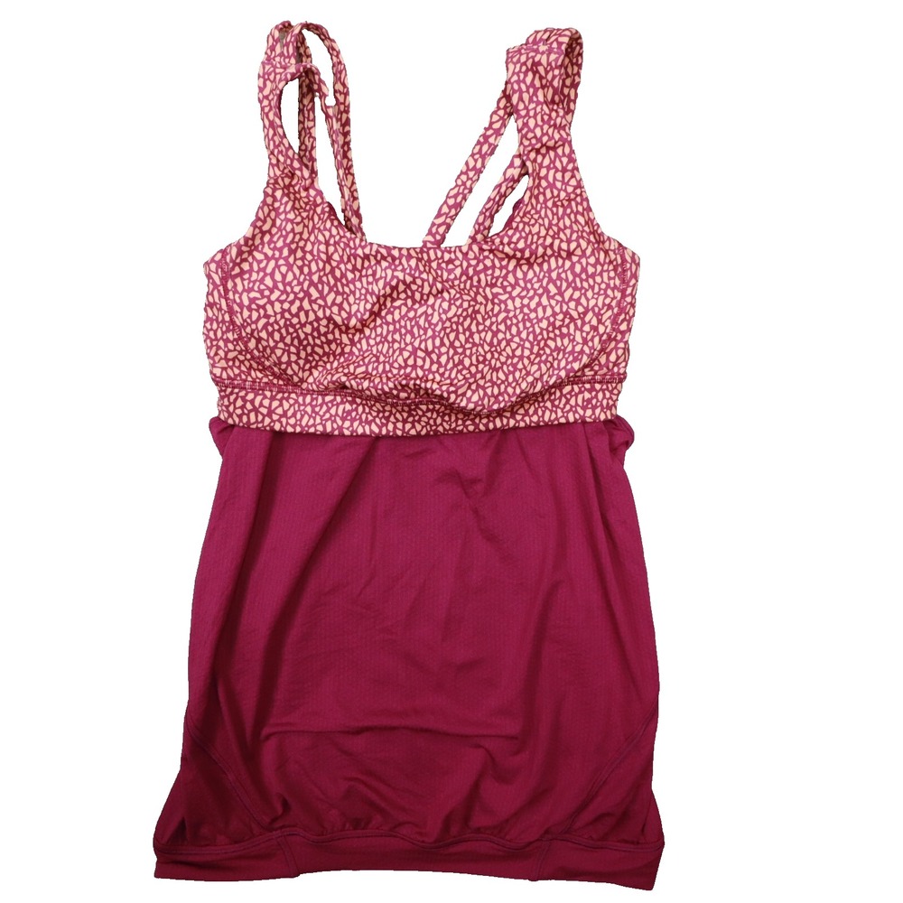 lululemon Women Nouveau Limits Tank Top Miss Mosaic Peach Fuzz Regal Plum size 4